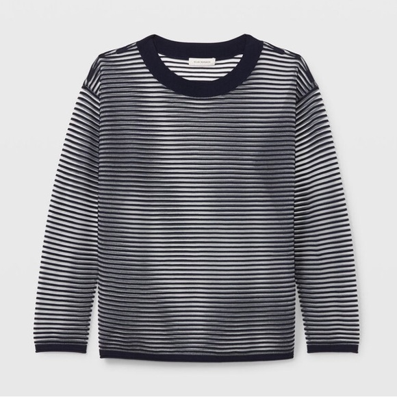 Club Monaco sheer stripped sweater XS in navy - Picture 4 of 6